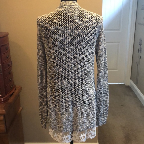So It Is Open Front Long Cardigan Sweater with Lace Trim - Picture 3 of 4